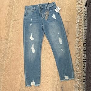 Tractr Light Blue Distressed Ankle Jeans